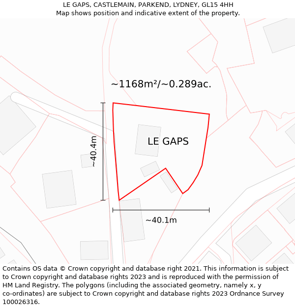 LE GAPS, CASTLEMAIN, PARKEND, LYDNEY, GL15 4HH: Plot and title map