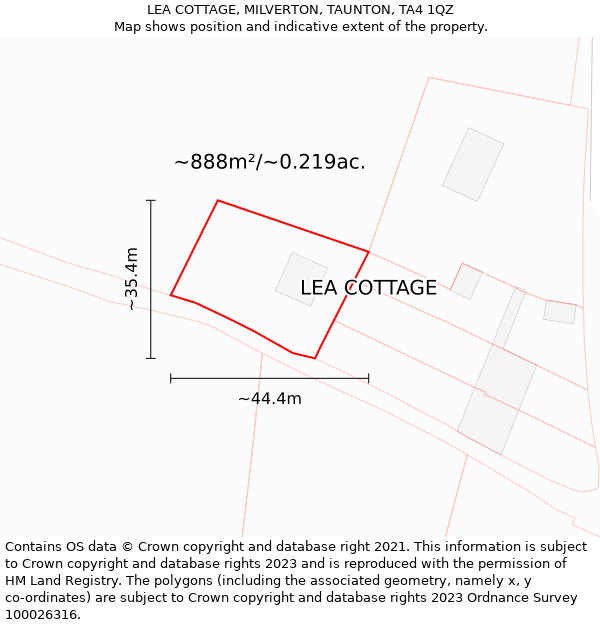 LEA COTTAGE, MILVERTON, TAUNTON, TA4 1QZ: Plot and title map