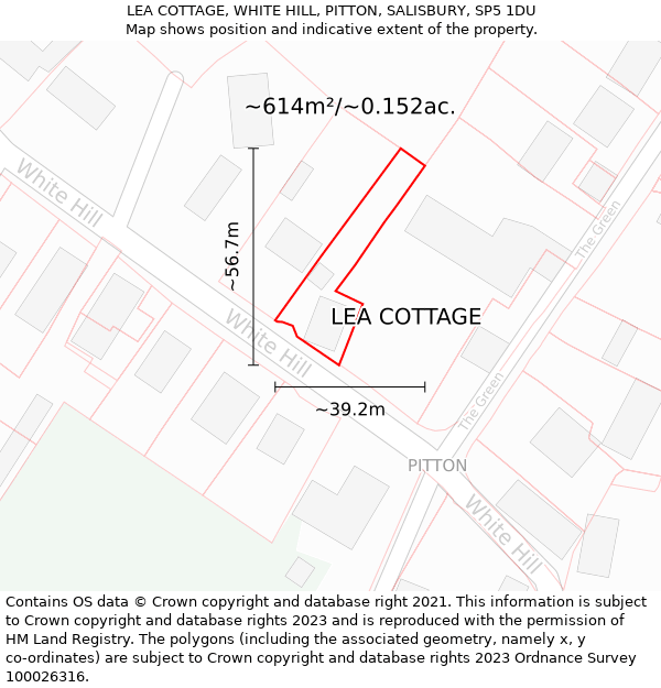 LEA COTTAGE, WHITE HILL, PITTON, SALISBURY, SP5 1DU: Plot and title map