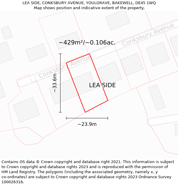 LEA SIDE, CONKSBURY AVENUE, YOULGRAVE, BAKEWELL, DE45 1WQ: Plot and title map