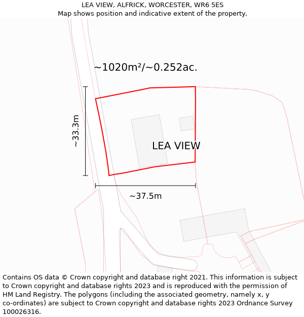 LEA VIEW, ALFRICK, WORCESTER, WR6 5ES: Plot and title map
