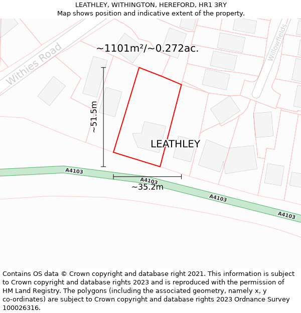 LEATHLEY, WITHINGTON, HEREFORD, HR1 3RY: Plot and title map