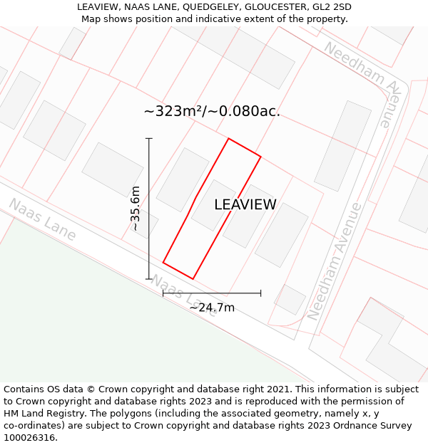 LEAVIEW, NAAS LANE, QUEDGELEY, GLOUCESTER, GL2 2SD: Plot and title map