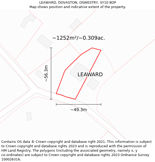 LEAWARD, DOVASTON, OSWESTRY, SY10 8DP: Plot and title map