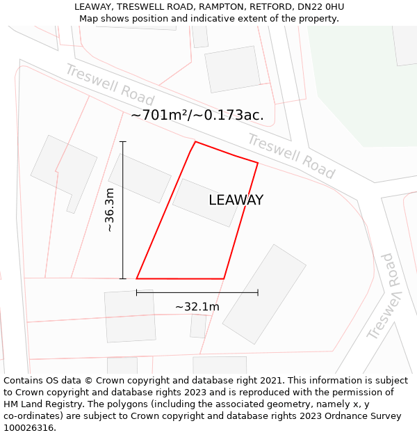 LEAWAY, TRESWELL ROAD, RAMPTON, RETFORD, DN22 0HU: Plot and title map