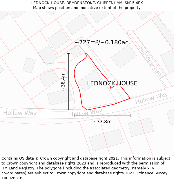 LEDNOCK HOUSE, BRADENSTOKE, CHIPPENHAM, SN15 4EX: Plot and title map