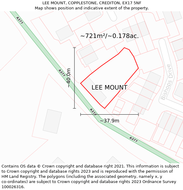 LEE MOUNT, COPPLESTONE, CREDITON, EX17 5NF: Plot and title map