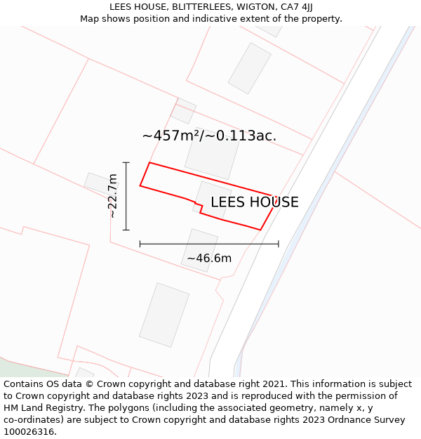 LEES HOUSE, BLITTERLEES, WIGTON, CA7 4JJ: Plot and title map
