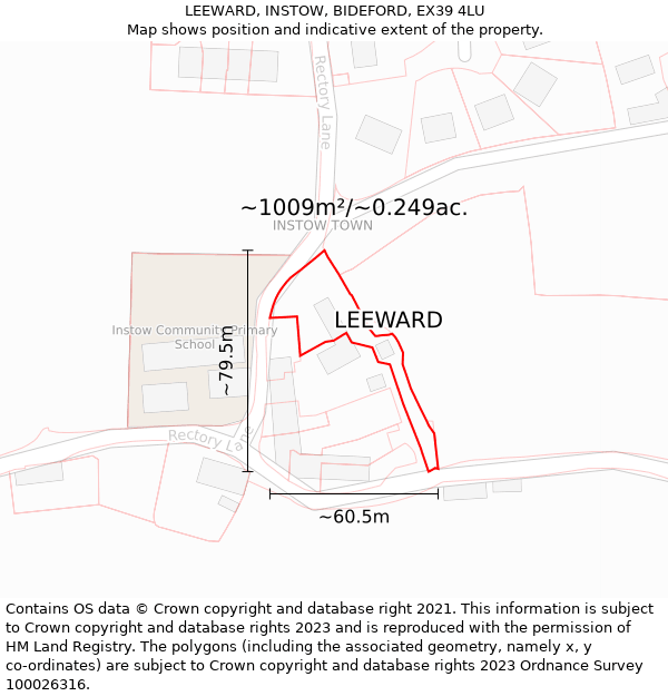 LEEWARD, INSTOW, BIDEFORD, EX39 4LU: Plot and title map