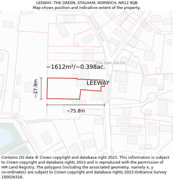 LEEWAY, THE GREEN, STALHAM, NORWICH, NR12 9QB: Plot and title map