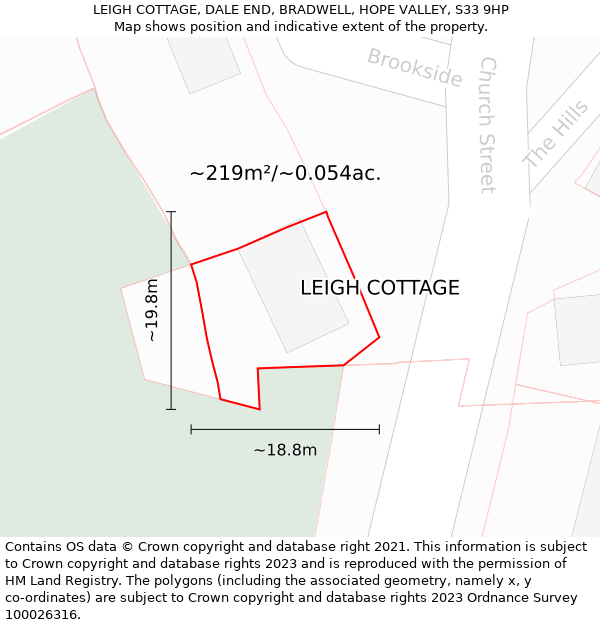 LEIGH COTTAGE, DALE END, BRADWELL, HOPE VALLEY, S33 9HP: Plot and title map