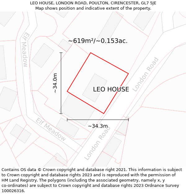 LEO HOUSE, LONDON ROAD, POULTON, CIRENCESTER, GL7 5JE: Plot and title map