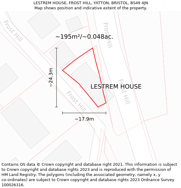 LESTREM HOUSE, FROST HILL, YATTON, BRISTOL, BS49 4JN: Plot and title map