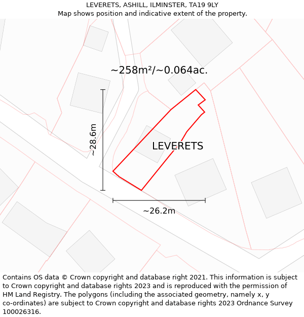 LEVERETS, ASHILL, ILMINSTER, TA19 9LY: Plot and title map
