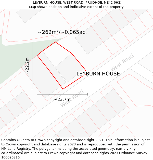 LEYBURN HOUSE, WEST ROAD, PRUDHOE, NE42 6HZ: Plot and title map