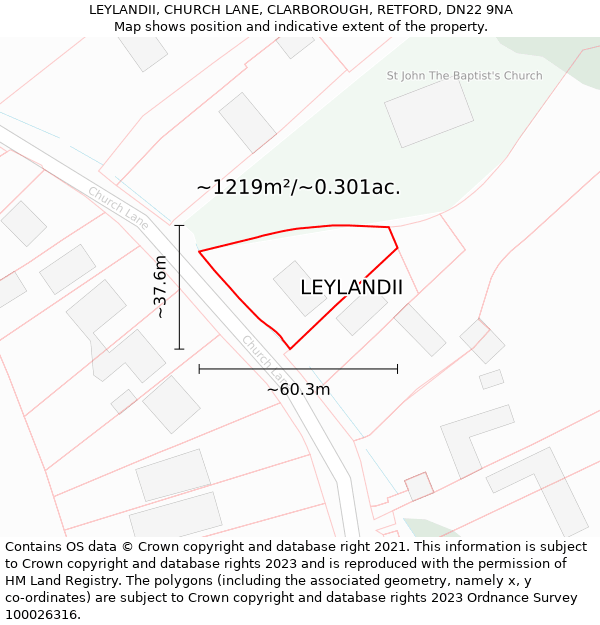 LEYLANDII, CHURCH LANE, CLARBOROUGH, RETFORD, DN22 9NA: Plot and title map
