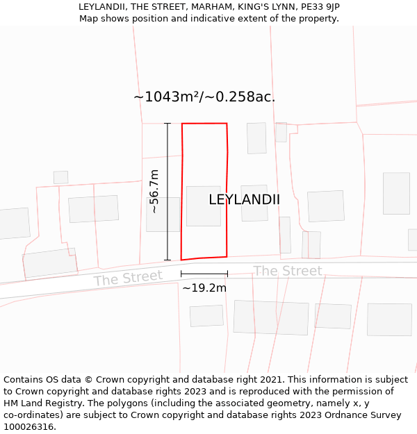 LEYLANDII, THE STREET, MARHAM, KING'S LYNN, PE33 9JP: Plot and title map