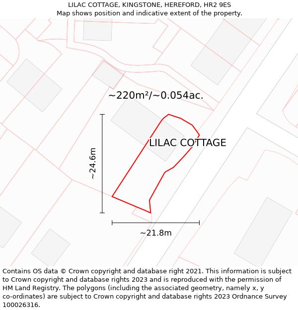 LILAC COTTAGE, KINGSTONE, HEREFORD, HR2 9ES: Plot and title map