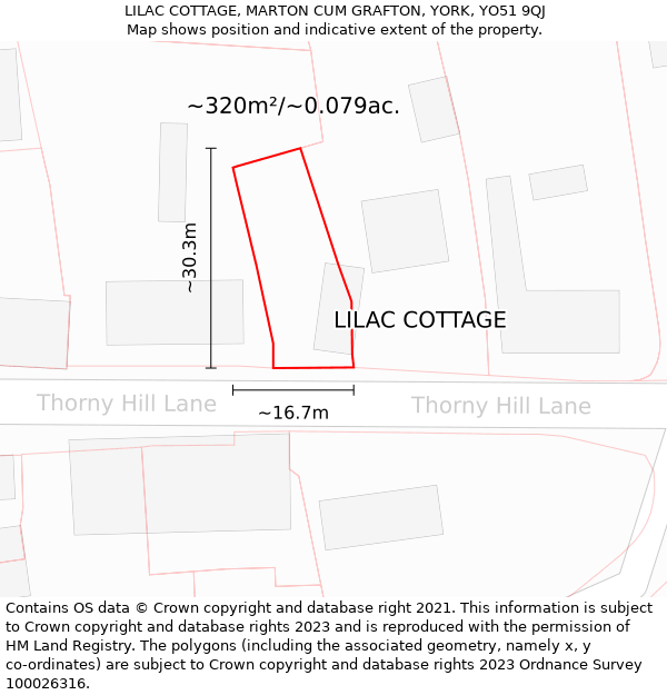 LILAC COTTAGE, MARTON CUM GRAFTON, YORK, YO51 9QJ: Plot and title map