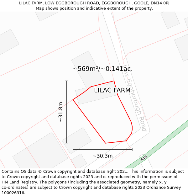 LILAC FARM, LOW EGGBOROUGH ROAD, EGGBOROUGH, GOOLE, DN14 0PJ: Plot and title map