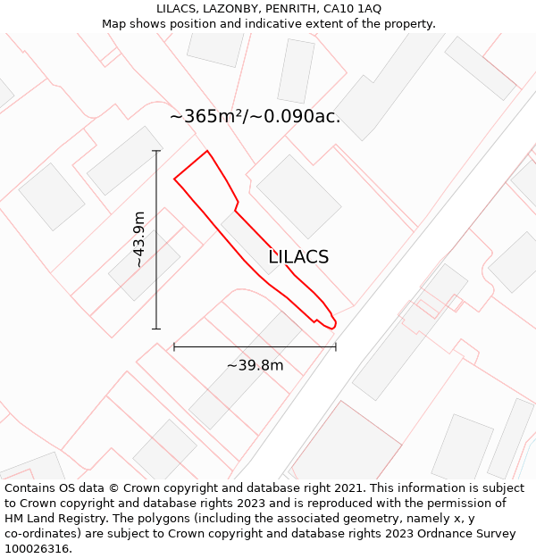 LILACS, LAZONBY, PENRITH, CA10 1AQ: Plot and title map