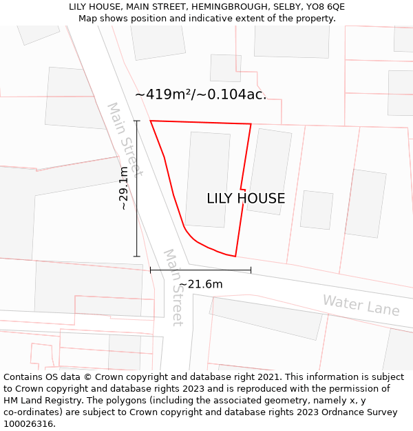LILY HOUSE, MAIN STREET, HEMINGBROUGH, SELBY, YO8 6QE: Plot and title map