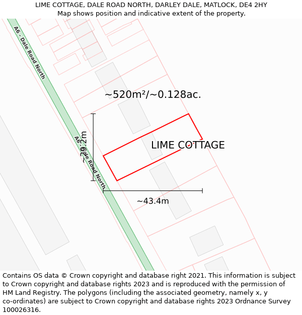 LIME COTTAGE, DALE ROAD NORTH, DARLEY DALE, MATLOCK, DE4 2HY: Plot and title map