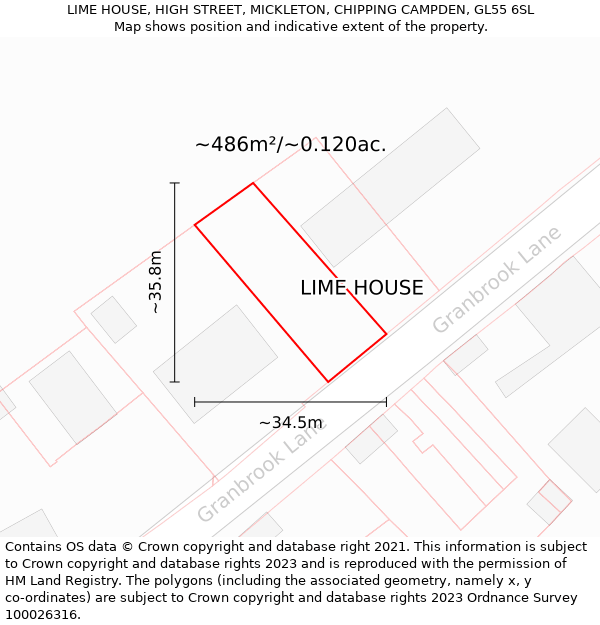 LIME HOUSE, HIGH STREET, MICKLETON, CHIPPING CAMPDEN, GL55 6SL: Plot and title map