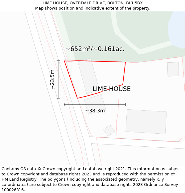 LIME HOUSE, OVERDALE DRIVE, BOLTON, BL1 5BX: Plot and title map