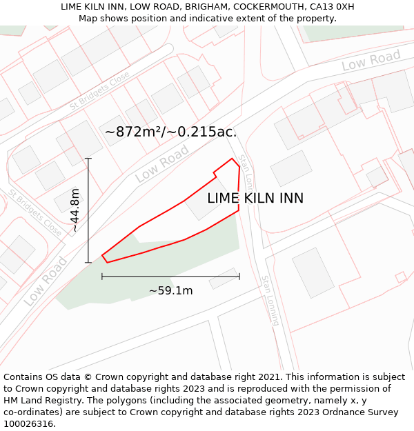 LIME KILN INN, LOW ROAD, BRIGHAM, COCKERMOUTH, CA13 0XH: Plot and title map