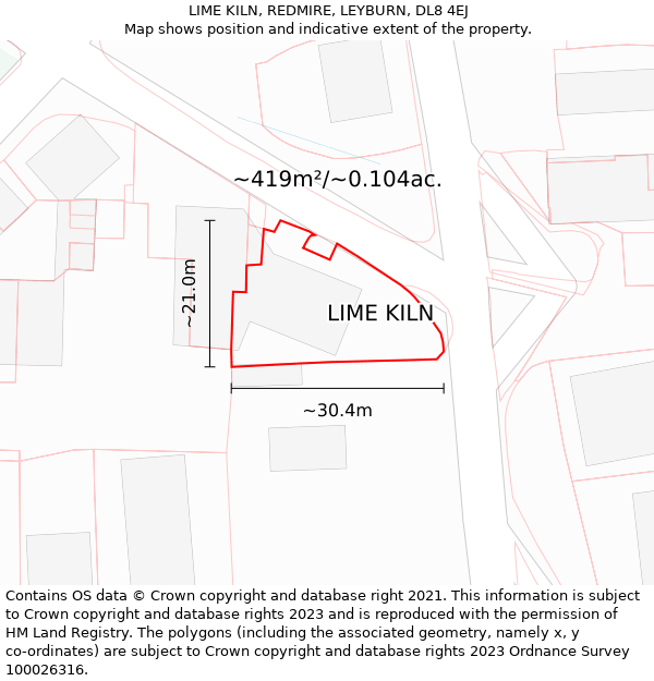 LIME KILN, REDMIRE, LEYBURN, DL8 4EJ: Plot and title map