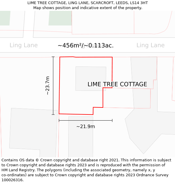 LIME TREE COTTAGE, LING LANE, SCARCROFT, LEEDS, LS14 3HT: Plot and title map