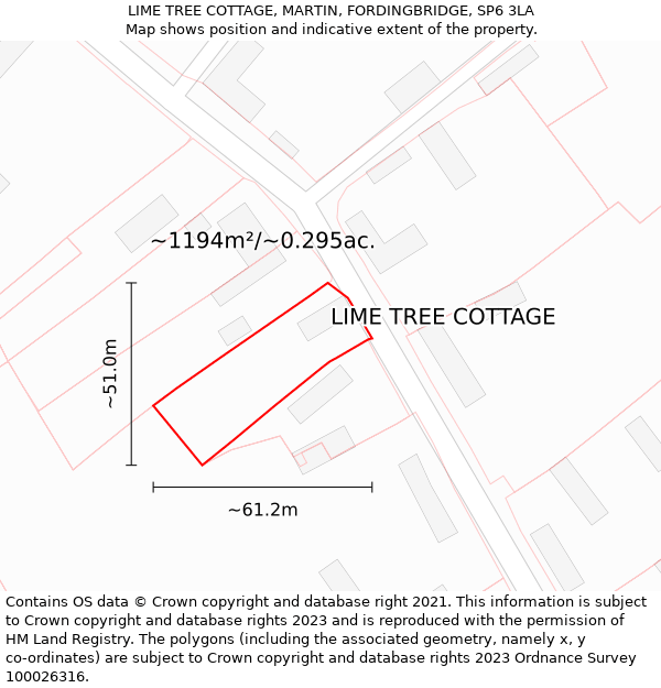 LIME TREE COTTAGE, MARTIN, FORDINGBRIDGE, SP6 3LA: Plot and title map