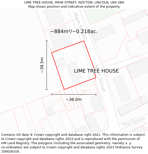 LIME TREE HOUSE, MAIN STREET, NOCTON, LINCOLN, LN4 2BH: Plot and title map