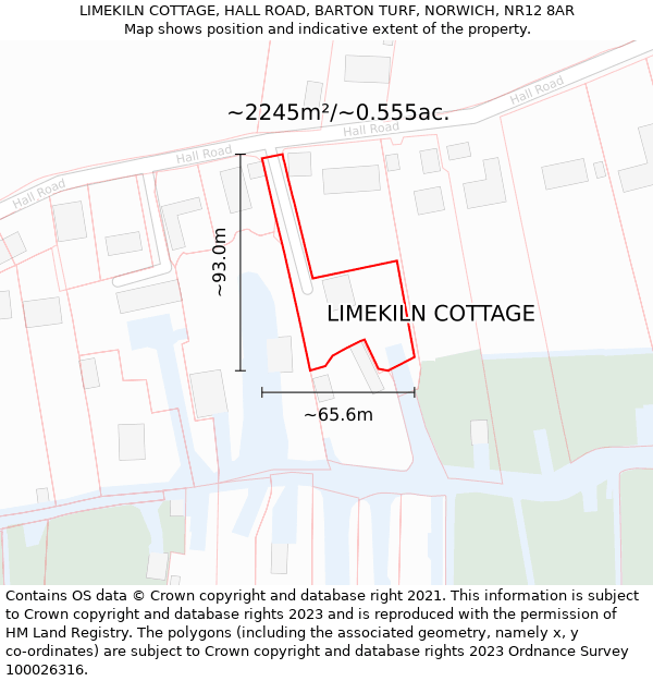 LIMEKILN COTTAGE, HALL ROAD, BARTON TURF, NORWICH, NR12 8AR: Plot and title map