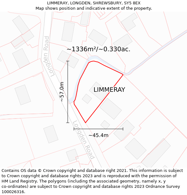 LIMMERAY, LONGDEN, SHREWSBURY, SY5 8EX: Plot and title map