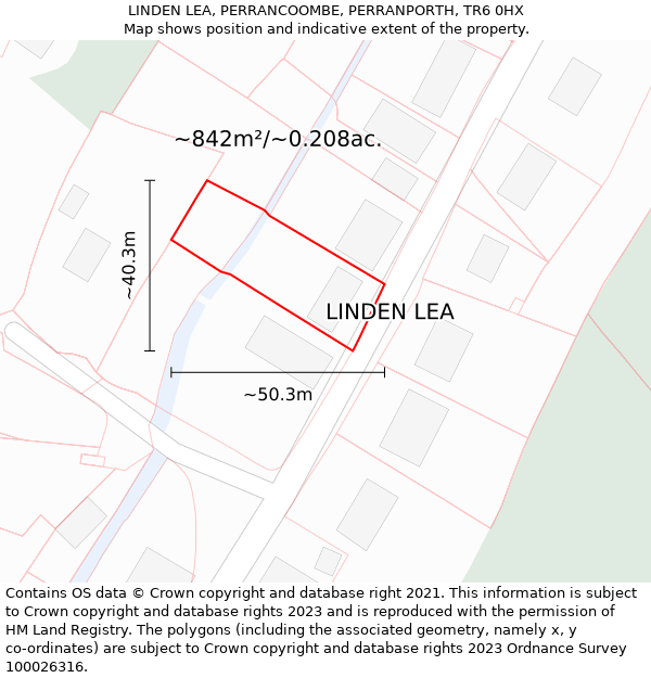 LINDEN LEA, PERRANCOOMBE, PERRANPORTH, TR6 0HX: Plot and title map