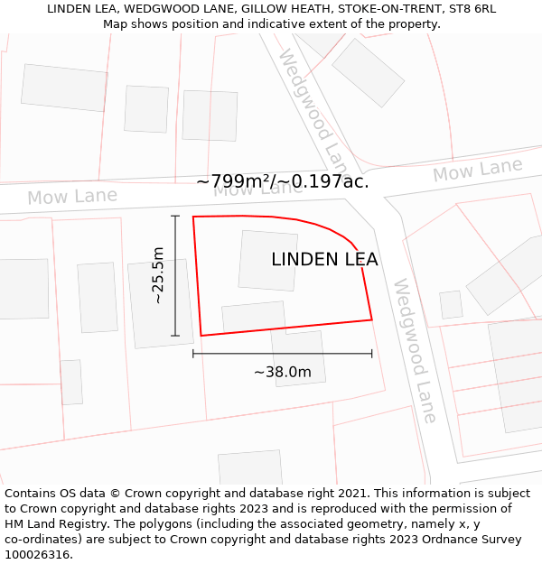 LINDEN LEA, WEDGWOOD LANE, GILLOW HEATH, STOKE-ON-TRENT, ST8 6RL: Plot and title map