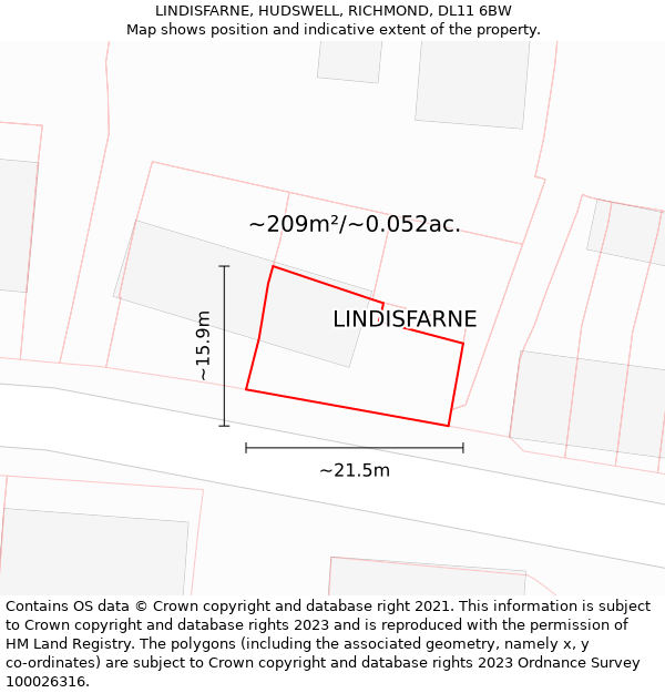 LINDISFARNE, HUDSWELL, RICHMOND, DL11 6BW: Plot and title map