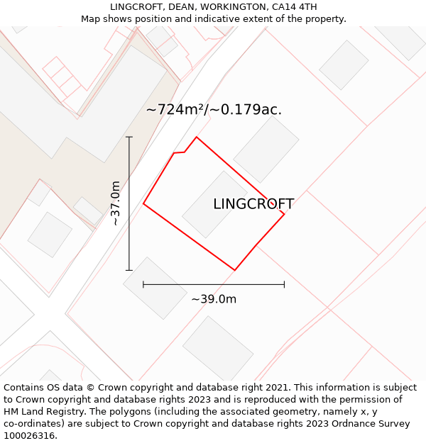 LINGCROFT, DEAN, WORKINGTON, CA14 4TH: Plot and title map