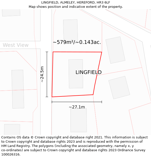 LINGFIELD, ALMELEY, HEREFORD, HR3 6LF: Plot and title map