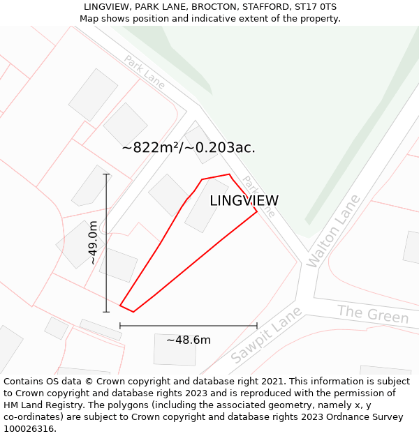 LINGVIEW, PARK LANE, BROCTON, STAFFORD, ST17 0TS: Plot and title map
