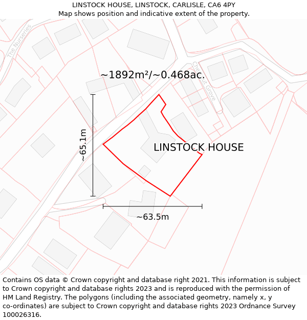LINSTOCK HOUSE, LINSTOCK, CARLISLE, CA6 4PY: Plot and title map