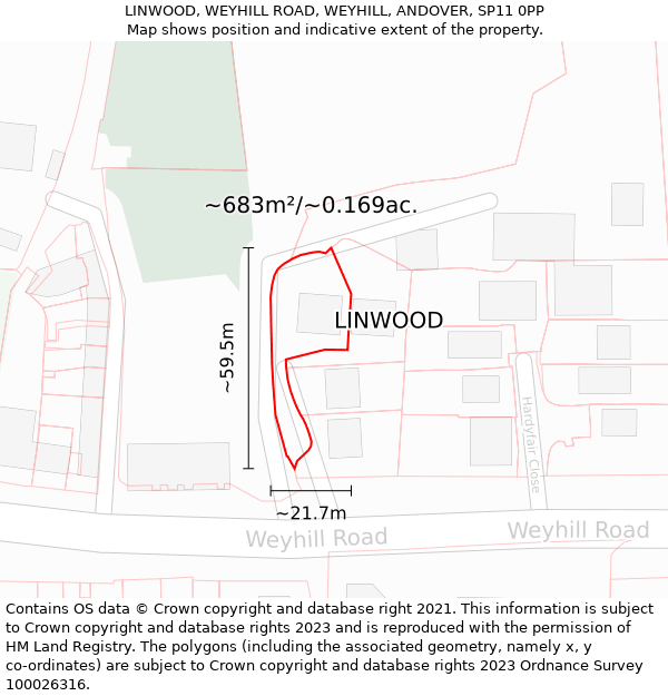 LINWOOD, WEYHILL ROAD, WEYHILL, ANDOVER, SP11 0PP: Plot and title map