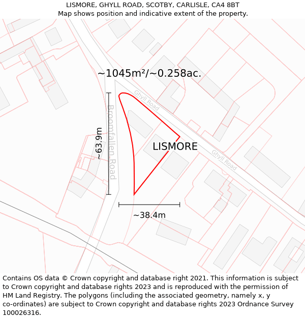 LISMORE, GHYLL ROAD, SCOTBY, CARLISLE, CA4 8BT: Plot and title map