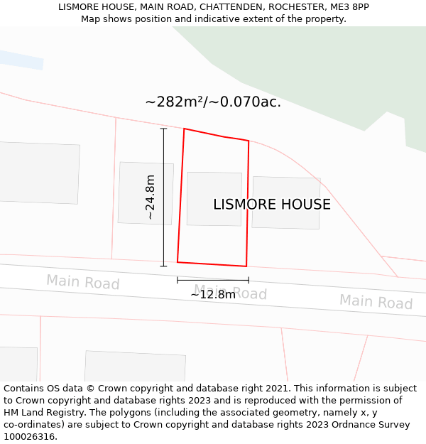 LISMORE HOUSE, MAIN ROAD, CHATTENDEN, ROCHESTER, ME3 8PP: Plot and title map