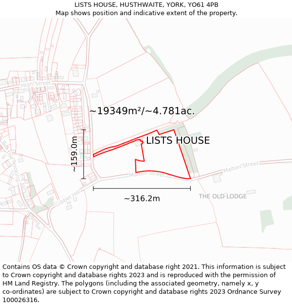 LISTS HOUSE, HUSTHWAITE, YORK, YO61 4PB: Plot and title map