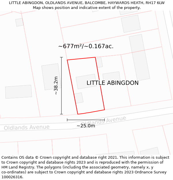 LITTLE ABINGDON, OLDLANDS AVENUE, BALCOMBE, HAYWARDS HEATH, RH17 6LW: Plot and title map