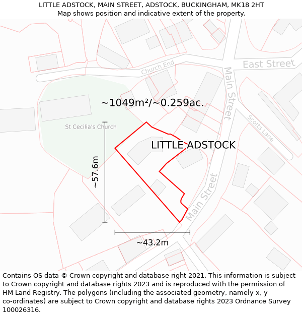 LITTLE ADSTOCK, MAIN STREET, ADSTOCK, BUCKINGHAM, MK18 2HT: Plot and title map