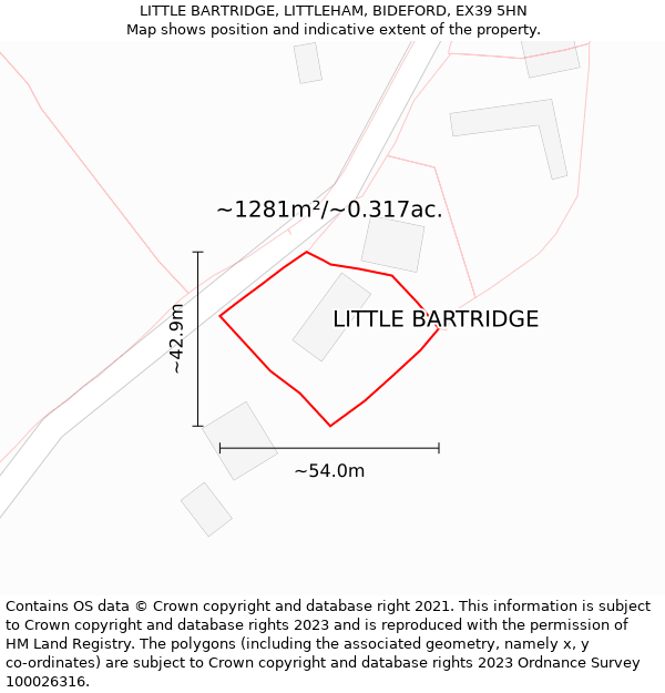 LITTLE BARTRIDGE, LITTLEHAM, BIDEFORD, EX39 5HN: Plot and title map